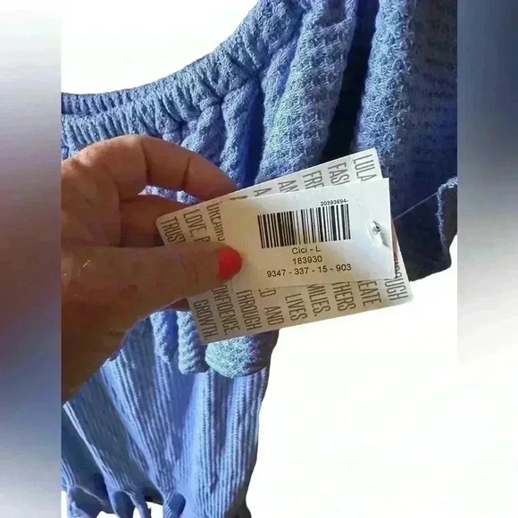 Lularoe large blue Cici‎ dress. NWT. Mermaid hem wear on or off shoulders - Picture 2 of 10